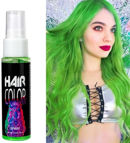 Fashion Base Hair Dye - Hair Colour Spray - Temporary Coloured Hair Spray - Coloured Hair Spray - Semi Permanent Hair Dye Spray - Instant Styling (Green)