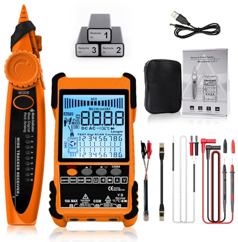 Vislone K618 500M bärbar kabeltestare med LCD-display analog digital sökning POE-test kabelparning ID-kopplingskänslighet justerbar nätverkskabel längd