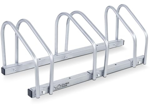CCLIFE Râteliers à Vélo au Sol pour 3 Vélos avec Largeur de Pneu Jusqu'à 65 mm Support de Rangement pour Bicyclette en Fer 71 x 32 x 26 cm