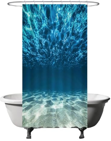 Ulticool Duschvorhang - Ozean Meer Ruhig Tauchen Aquarium Strand Sommer - Anti Schimmel - 120 x 200 cm – Waschbar – Wasserdicht - mit 8 Ringe - Blau
