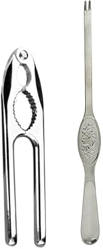 KIT 2 Pezzi Schiaccianoci in Acciaio Inox, per Noci, Mandorle, Nocciole, Anche Uso per Apri Granchio Crostacei Astice, Argento (16 x 3.6 cm)