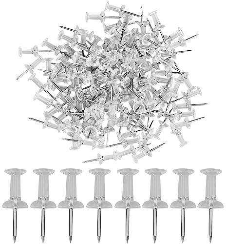 120pcs Transparent Push Pins,Plastic Head Drawing Poster Tacks Needle, Clear Poster Pins for Wall Hangings,Cork Board,Maps Posters Photos,Pinboard,Notice Board,Xmas Party Decorations