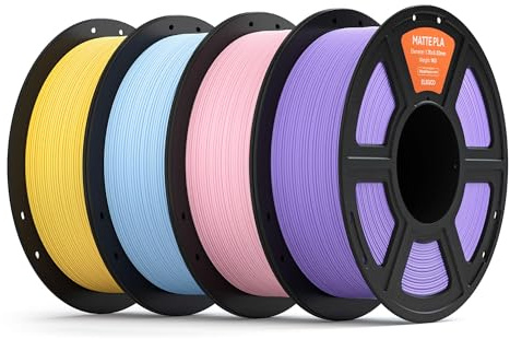 ELEGOO Matte PLA Filament 1.75mm Bundle 4KG, Pastel Multicolours 3D Printer Filament High Precision, 4pcs 1kg Spool (2.2lbs) Sunshine Yellow/Sakura Pink/Ice Blue/Lavender Purple