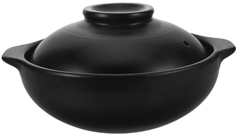 Ciieeo Cuisson en terre cuite : cocotte en terre cuite avec couvercle, marmite à riz en, bol en pierre coréen, idéal pour la cuisine ou le restaurant, 600 ml