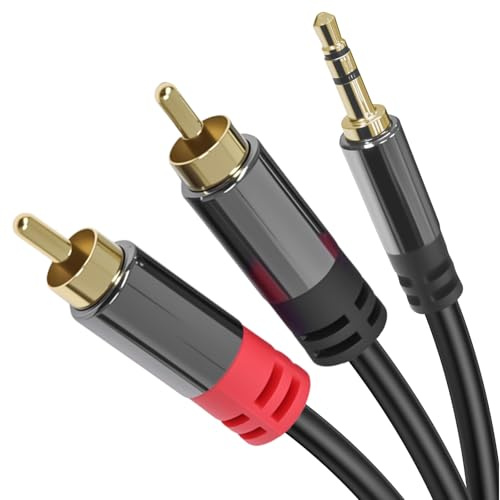 Cyberguys! 3.5mm to RCA Audio Cable, Aux to RCA Cable with Gold-Plated Connectors, Durable PVC Jacket – Aux Adapter for Phone, Laptop, Mixer, Speaker, Car Stereo, Home Theater, Amplifier, 6ft