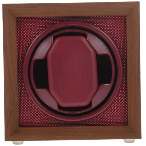 VALICLUD Caja Giratoria De Relojes Automática De Madera Negra Enrollador Ajustable 3 Modos, Soporte Giratorio para Relojes Mecánicos, Estuche Vintage para Coleccionistas, Interior Panel Abs Rojo