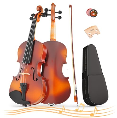 Full Size Violin 4/4 for Age 12+, Beginner Acoustic Violin, Natural