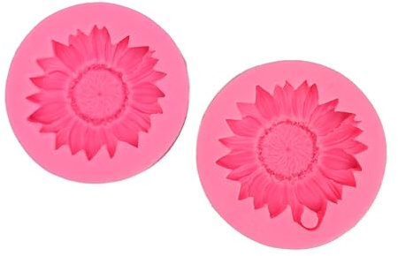 Tomantery Sunflower Silicone Molding Flexible Easy Demoulding for Bakery & Crafts, 2Pcs Sunflower Cake Molding for Candle Making & Resin Crafting