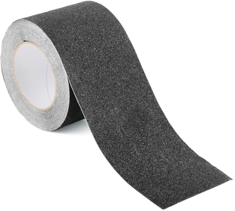 Dwitkul Nastro Antiscivolo Adesivo, Strisce Antiscivolo per Scale Esterne,Rotolo Antiscivolo per Scale e Pavimenti, Adesivo Forte Resistente Acqua, 100mmx10m, Nero, per Interni ed Esterni.
