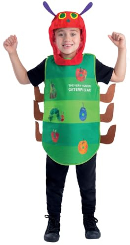 Smiffys Official The Very Hungry Caterpillar Costume for Children, Licensed Storybook Fancy Dress with Easy Wear Tabard & Separate Character Hood, Unisex Kids Costume, World Book Day Age 1-2