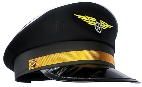MFUOE Pilot Hat Airplane Pilots Cap Airplane Aviator Halloween Costume Cap Airline Captain Cap Pilot Dress Up Hat for Halloween Cosplay Party Costume
