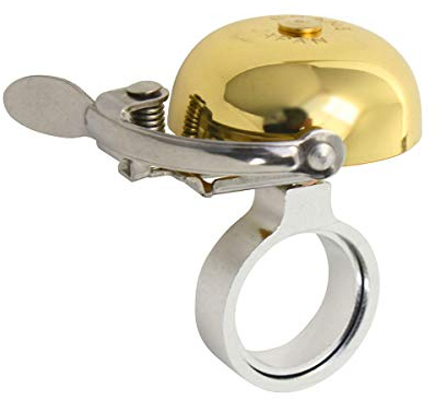 Crane Bike Bell, Brass, Suzu Mini Bicycle Bell, Mounts to Headset Spacer Column, Made in Japan for City Bikes, Road Bikes or MTB