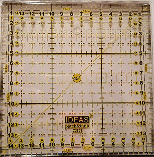 Regla para Patchwork cuadrada de 15x15centímetros