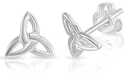 DTPsilver® Petites boucles d'oreilles femme argent 925 - Clous Noeud de la Trinité Celtique - 6 x 6 mm