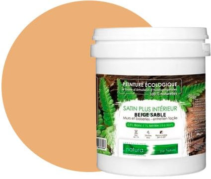 BOX DECO COULEURS Peinture naturelle écologique aspect Satin NATURA - Tassili - Murale intérieur 1 L - 18 m² (Beige Sable)