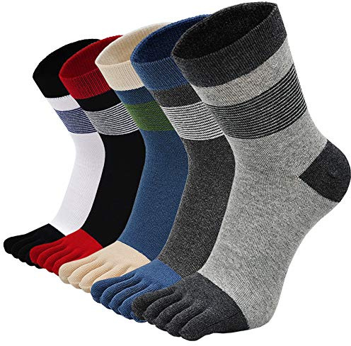 PUTUO Uomo Calzini con Dita Separate, Calze Sportive in Cotone da Uomo Calzino infradito a 5 dita, 3/4/5 paia (multicolore-7-5 Paia, EU 39-44)
