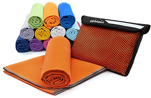 gipfelsport Mikrofaser Handtuch - Microfaser Handtücher Set, Strandtuch, Badetuch I groß, schnelltrocknend I für Sport, Beach, Reise, Outdoor, Camping I leicht, dünn, klein I Set1 I Orange