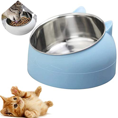 YUQIN Gamelle Inclinée pour Chat et Chien en Acier Inoxydable - Bol Antidérapant pour Chiots, Hamsters, Lapins et Petits Animaux