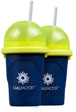 Magic Freez Slushy Maker – Tragbarer Slushy Becher aus Silikon mit 2-in-1 Strohhalm und Löffel – Slush Ice Maker für erfrischende Slushies – Slushi Cup zum Slush Eis selbermachen – 370ml