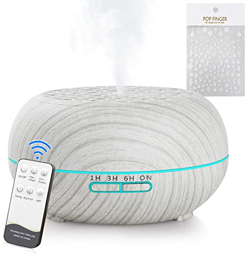 Simpeak 550ml Essential Oil Diffuser, Aroma Diffuser with Remote Control Aromatherapy Diffuser with 3 Timer & 7 Color Light, Waterless Auto Shut-Off Diffusers for Home Yoga Office Spa - White