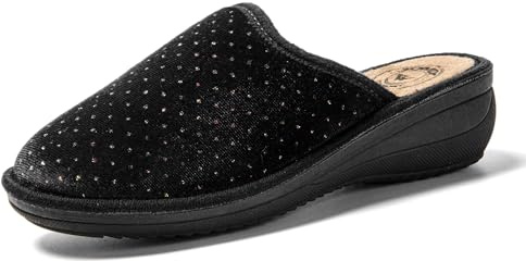 JOMIX Chaussons Compensés Femme Pantoufles Femme Hiver Chaussons Anatomiques Femme Chaudes et Confortables avec Strass Fabriqué en Italie