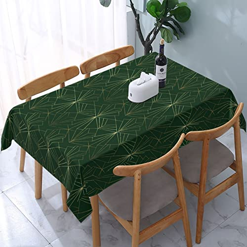 Oudrspo Art Deco auf smaragdgrünen rechteckigen Polyester-Tischdecke 183 x 137 cm (54 x 72 Zoll) waschbar