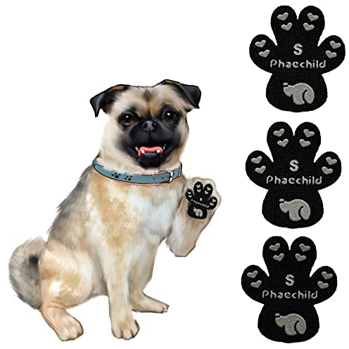 Phaechild Anti-Rutsch Hunde Pfotenschutz,von Ausrutschen auf rutschigen Böden,ungiftig,Brace für schwache Pfoten Hundeschuhe Hundesocken 80 Stücke Schwarz S