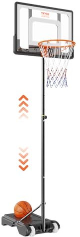 VEVOR Basketballkorb Outdoor Basketballständer 152,4–213,4 cm Einstellbare Höhe, Basketballanlage Schwarz Wetterbeständig Rostbeständig, Basketballkorb Standfuß mit Wasser oder Sand Mobil