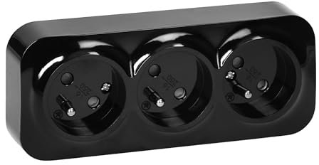 Miratic Bloc Prise Murale 3 x 2P+T 16A / 230VAC IP20 Version Francaise Prise en Saillie pour Montage Mural en Interieur Prises électriques Standard Murales avec Finition Brillante