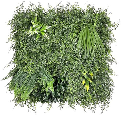 IlGruppone Pannello Stile Giungla Foglie Artificiale A Parete Per Interno Esterno Giardino Verticale Siepe Finta Muro Bosco Erba Recinzione Anticaduta Frangivista - Dalia - 50x50 cm