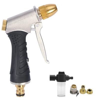 Pistolet à eau haute pression, buse réglable en métal, arrosage de jardinage, tuyau de lavage de voiture, pistolet à eau, pulvérisateur en laiton (Color : Gun Set)