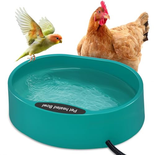 GHWMYD Tränkenwärmer Hühner, 3.7L Geflügeltränke Beheizte Wasserschüssel für Truthahn Gans Ente Taube Vögel im Winter, Hühnerstallzubehör Schluss mit gefrorenem Futter Wasser