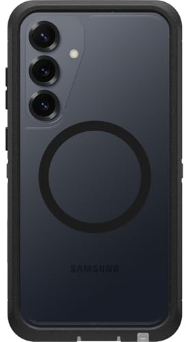 OtterBox Defender Series XT Clear Hülle mit Magneten für Samsung Galaxy S25+, stoßfest, Ultra-robust, schützende Hülle, 7X getestet nach Militärstandard, Transparent/Schwarz