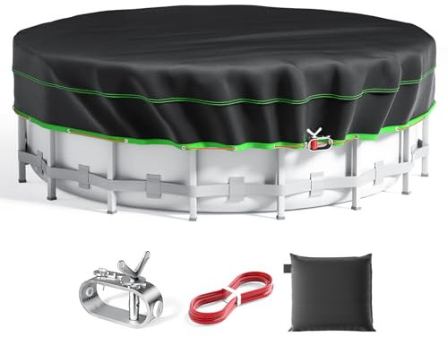26 Ft Round Pool Cover, Solar Cover for Above Ground Pools, Heavy Duty Swimming Pool Cover Protector with Winch and Cable, Strong Tear Resistant Winter Pool Cover Ideal for Waterproof and Dustproof