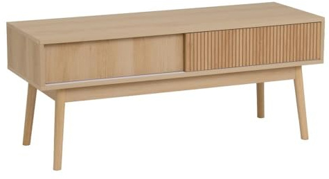 LOLAhome Mueble TV Naroa Color Roble 2 Puertas correderas de 115x40x48 cm. Mesa para TV de hasta 50 Pulgadas con Espacio para almacenaje para salón, Comedor o Dormitorio