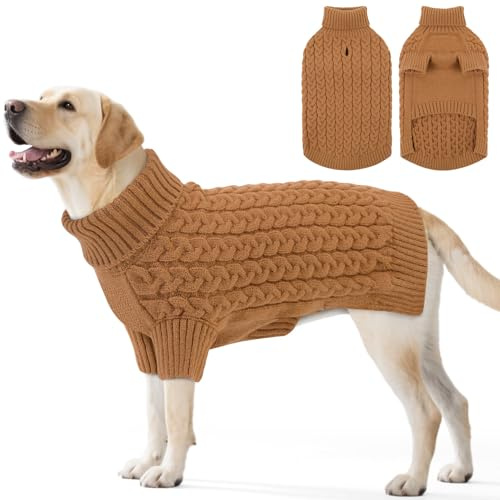 ASENKU Maglione per Cani di Taglia Piccola, Media e Grande, Maglione per Cane Lavorato a Maglia Caldo Invernale, Cappotto Felpa per Cani, Maglioncino a Collo Alto Abbigliamento Pullover XL