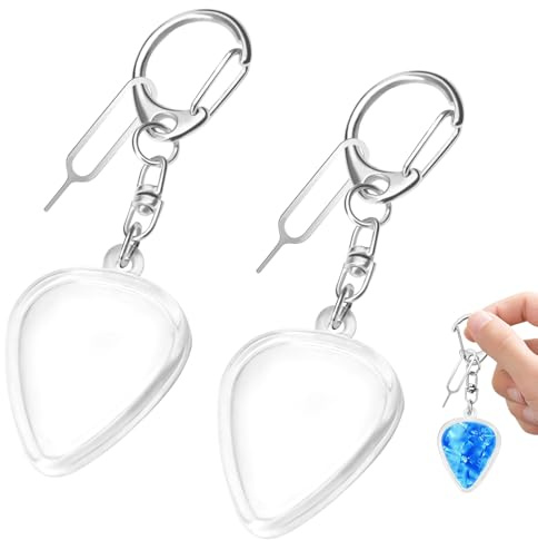 Guitar Pick Display Case,2Pcs Guitar Pick Holder Keychain Holder Portable Heart Shaped Clear Case for Easy Identification, for Music Enthusiasts