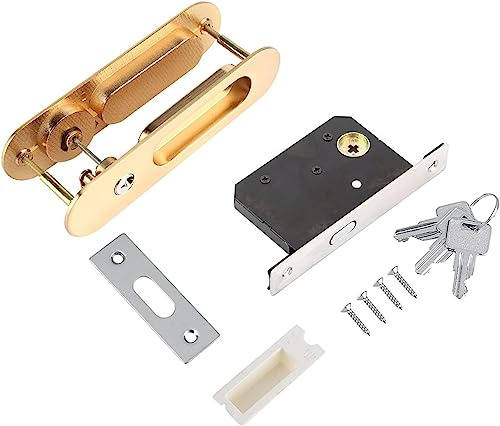 OJHFJMGH Manillas para Puertas y Ventanas, Cerradura de Puerta Bolsillo con Llave, Cerradura Plegable, manija corredera antirrobo for Accesorios herrajes for Muebles Madera Granero