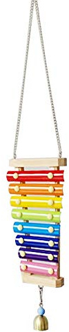 ROYJJ Jouets suspendus en bois pour décoration de poules, coq picorant Xylophone, fournitures pour animaux domestiques