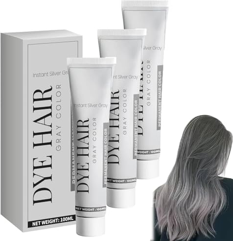 Crème Colorante Pour Cheveux Gris Argenté - Teinture Permanente Cheveux Pour Femme et Homme, Crème Coloration Pour Cheveux Gris, Crème Colorante Naturelle Hair Dye Shampoo,Cheveux Blanc,100g (3)