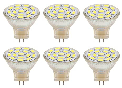 PIXAXOHH 6 bombillas LED GU4 de 270 lúmenes, 15 LED, bombillas de bajo consumo MR11 para riel de lámparas, 12 V, 3 W. (Luz blanca)