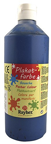 RAYHER 38566387, Plakatfarbe, Flasche 500 ml, nachtblau