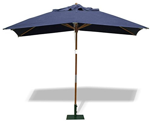 Jati Umbra 3m x 2m Rectangular Garden Parasol with Cover (Blue) - Oblong, Double-Pulley, 2-Part Pole