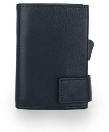 SecWal Kartenetui mit Münzfach Druckknopf (Blau)