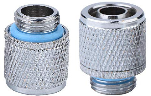 Raccordo a Compressione 2 Pezzi G1/4 2 Punti Rame nichelatura connettore Tubo Morbido Raffreddamento ad Acqua per Computer di Raffreddamento ad Acqua Argento