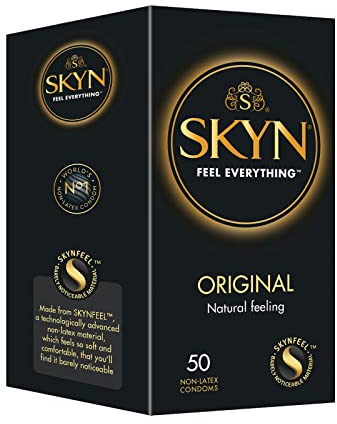 SKYN Original Kondome (50 Stück) | Skynfeel Latexfreie Kondome für Männer, Hauchzart, Dünne Kondome 53mm Breite