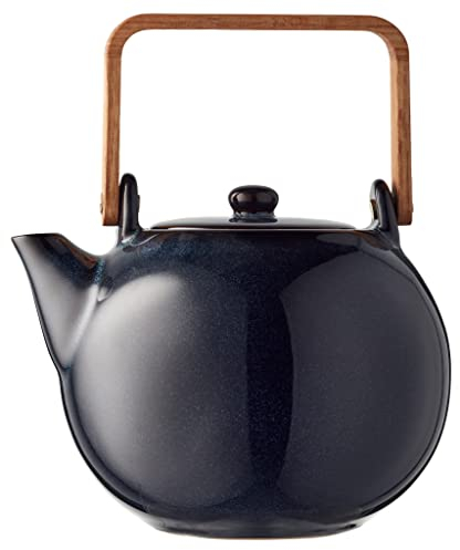 BITZ Teekanne, Kanne aus Steingut/Keramik für Tee, 1,2 Liter, Höhe 20 cm, Dunkelblau