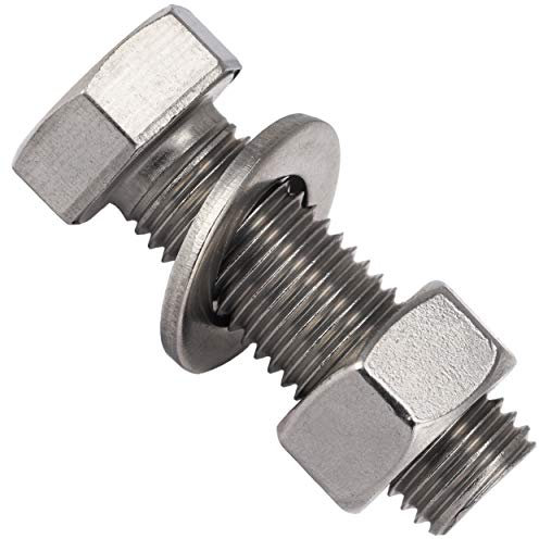 OPIOL QUALITY® Sechskantschrauben M8x50 mit Muttern und Unterlegscheiben M8 (10 Stück) aus Edelstahl A2 V2A Set DIN 933 / DIN 934 / DIN 125 Gewindeschrauben Muttern Edelstahlschraubenset Schrauben