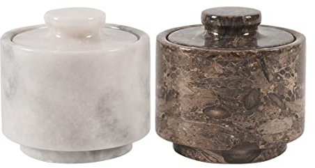 MARBLOUS KRAFTS Bodega de sal de mármol de 3 pulgadas, cebra negra y cuenco de sal y especias de Verona para decoración de cocina y hogar, soporte de sal marina con recipiente de almacenamiento de