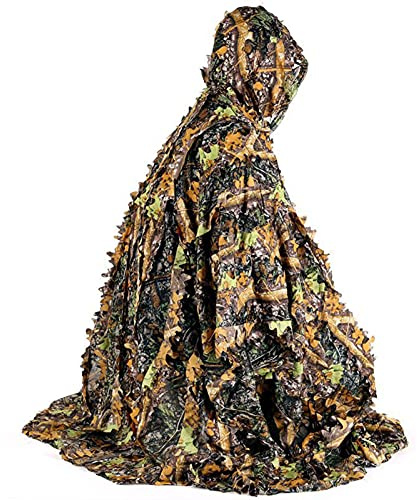 Gusengo 3D leaved Ghillie kostym, Camo Ghillie kostymer utomhus, kamouflage Cape Poncho Camo Cape Stealth Ghillie kostym för utomhusdjur fotografi